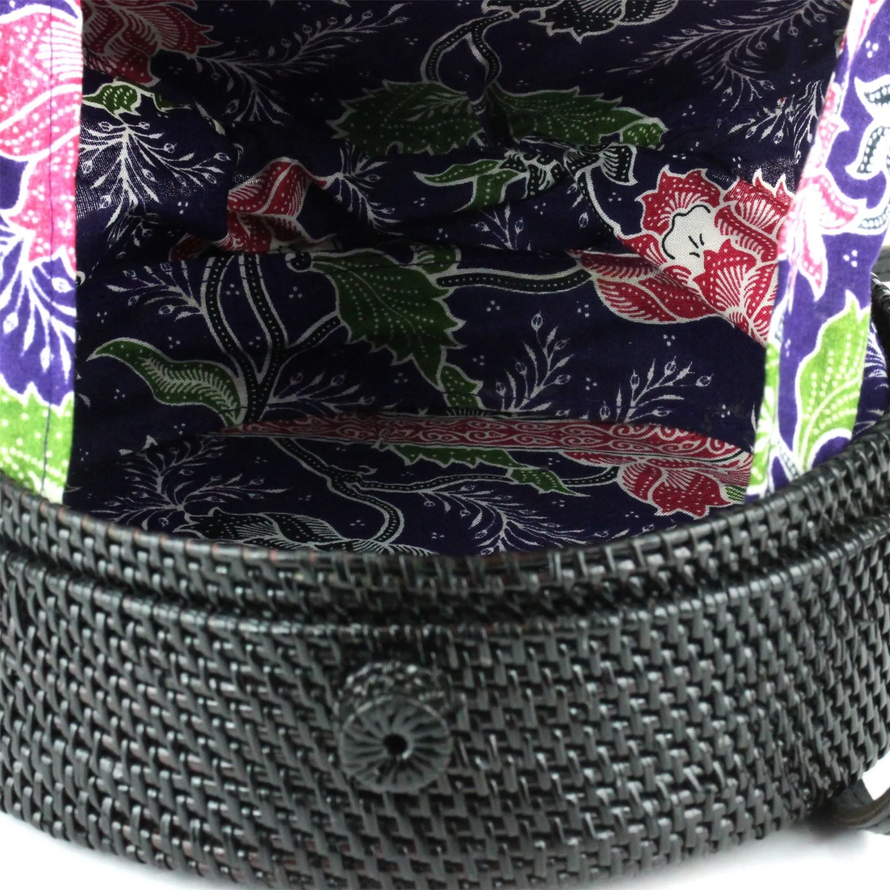 Loud Elephant Handwoven Round Rattan Bag - Black