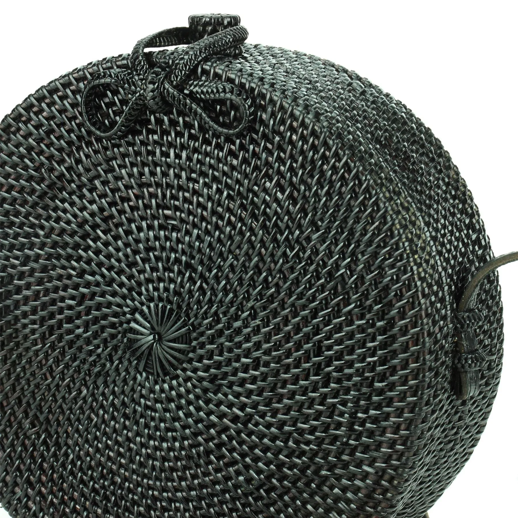 Loud Elephant Handwoven Round Rattan Bag - Black