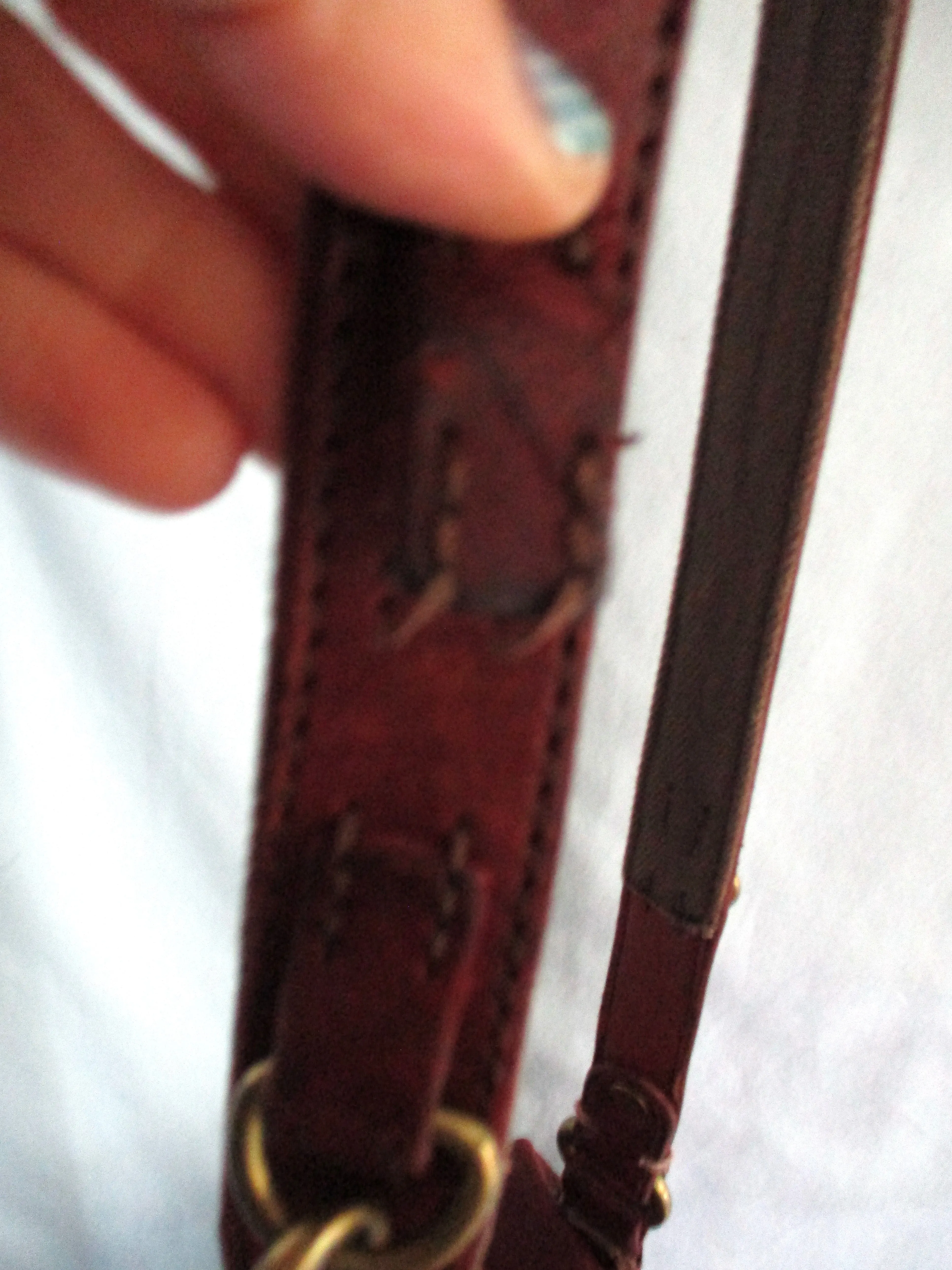 LUCKY BRAND stitched hobo satchel shoulder saddle bag BROWN distressed
