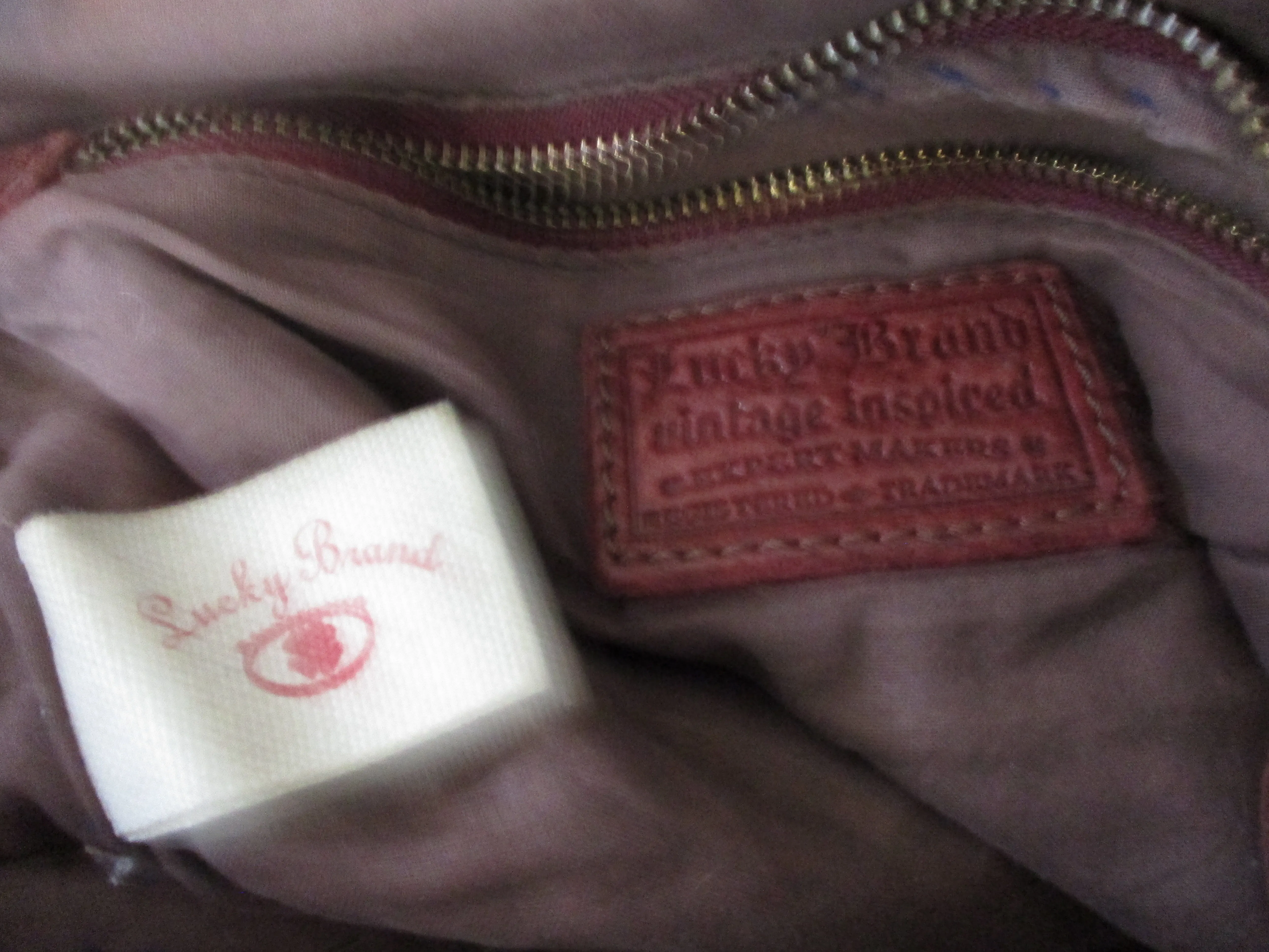 LUCKY BRAND stitched hobo satchel shoulder saddle bag BROWN distressed