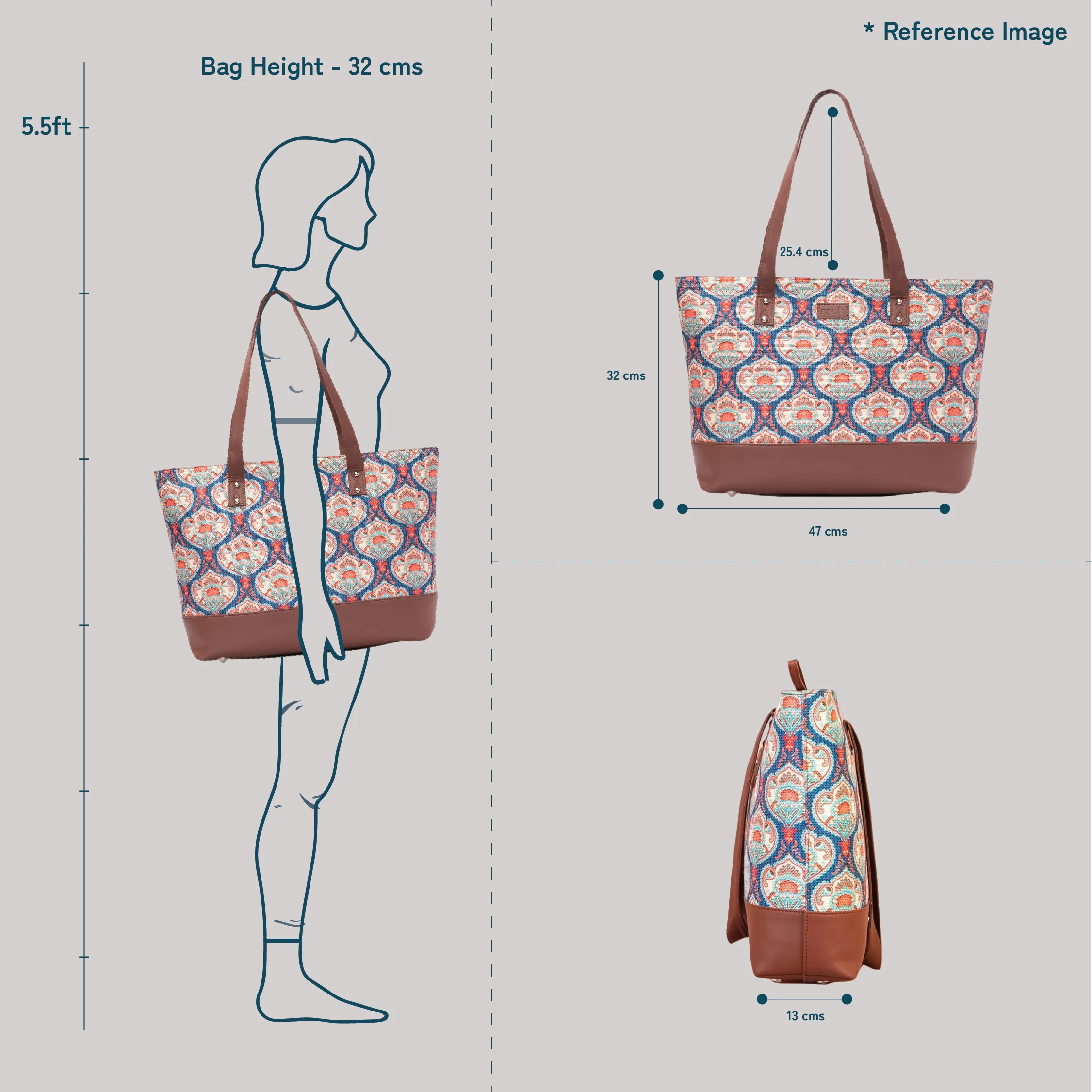 Mughal Garden Print Shoulder Tote Bag