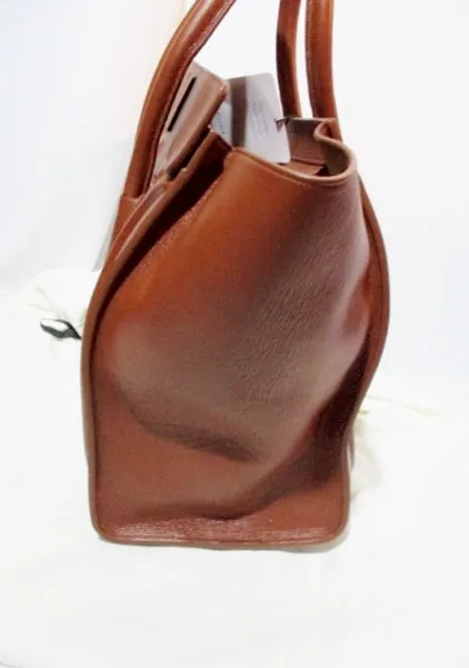 NEW CELINE PARIS MINI LUGGAGE CARAMEL BROWN Leather Tote Bag NWT