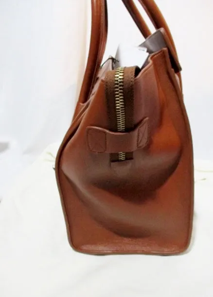 NEW CELINE PARIS MINI LUGGAGE CARAMEL BROWN Leather Tote Bag NWT