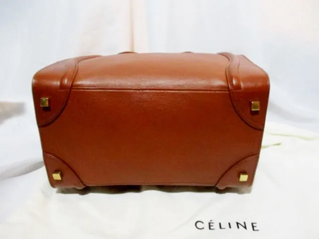 NEW CELINE PARIS MINI LUGGAGE CARAMEL BROWN Leather Tote Bag NWT