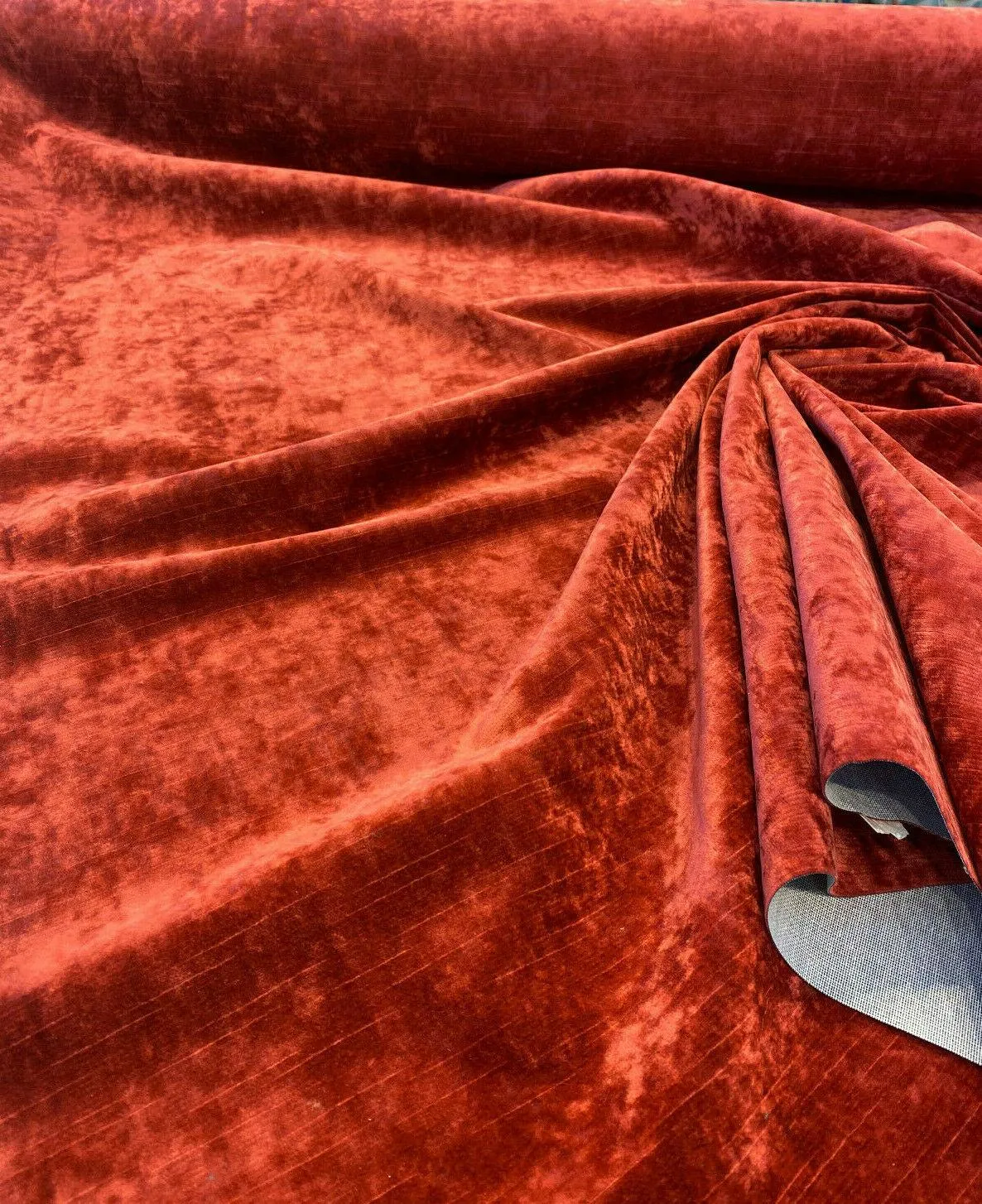 Newbury Velveteen Red Ruby Backed Drapery Upholstery Fabric by the yard
