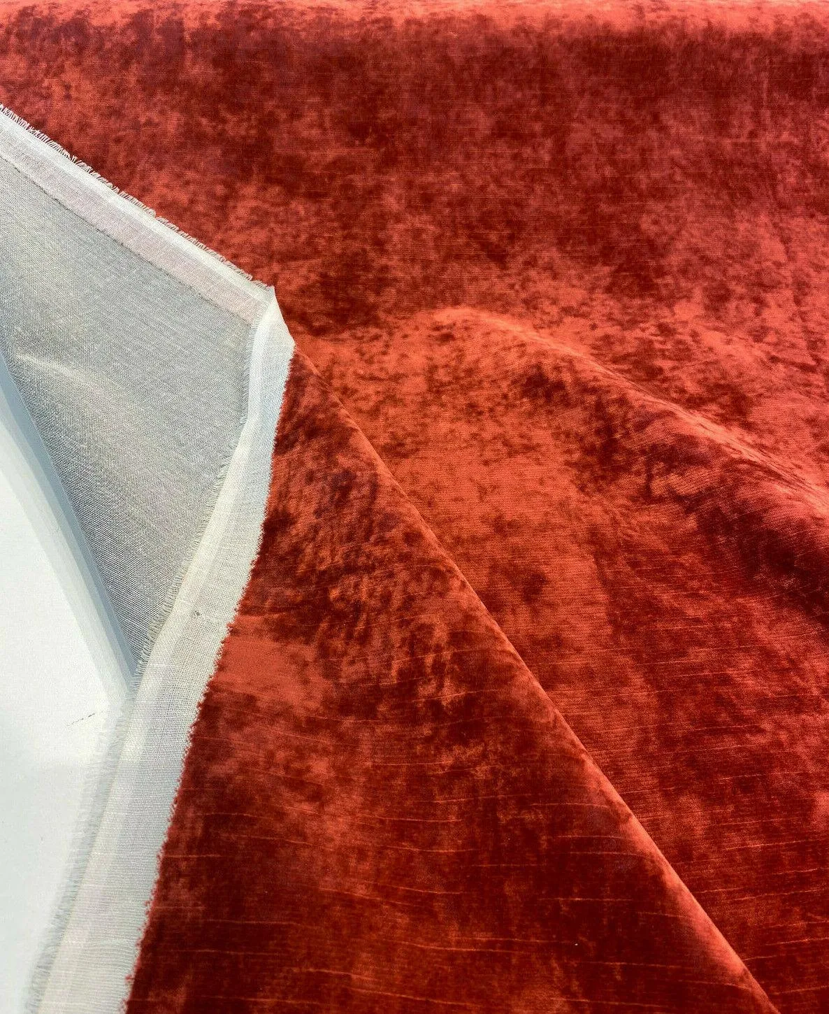 Newbury Velveteen Red Ruby Backed Drapery Upholstery Fabric by the yard