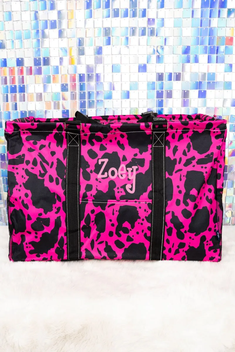 NGIL Hot Pink Milkin' It Collapsible Double Haul-It-All Basket with Mesh Pockets and Lid