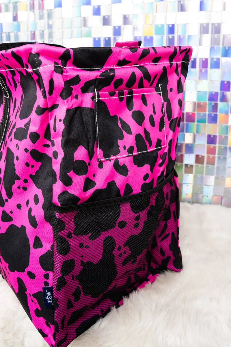 NGIL Hot Pink Milkin' It Collapsible Double Haul-It-All Basket with Mesh Pockets and Lid