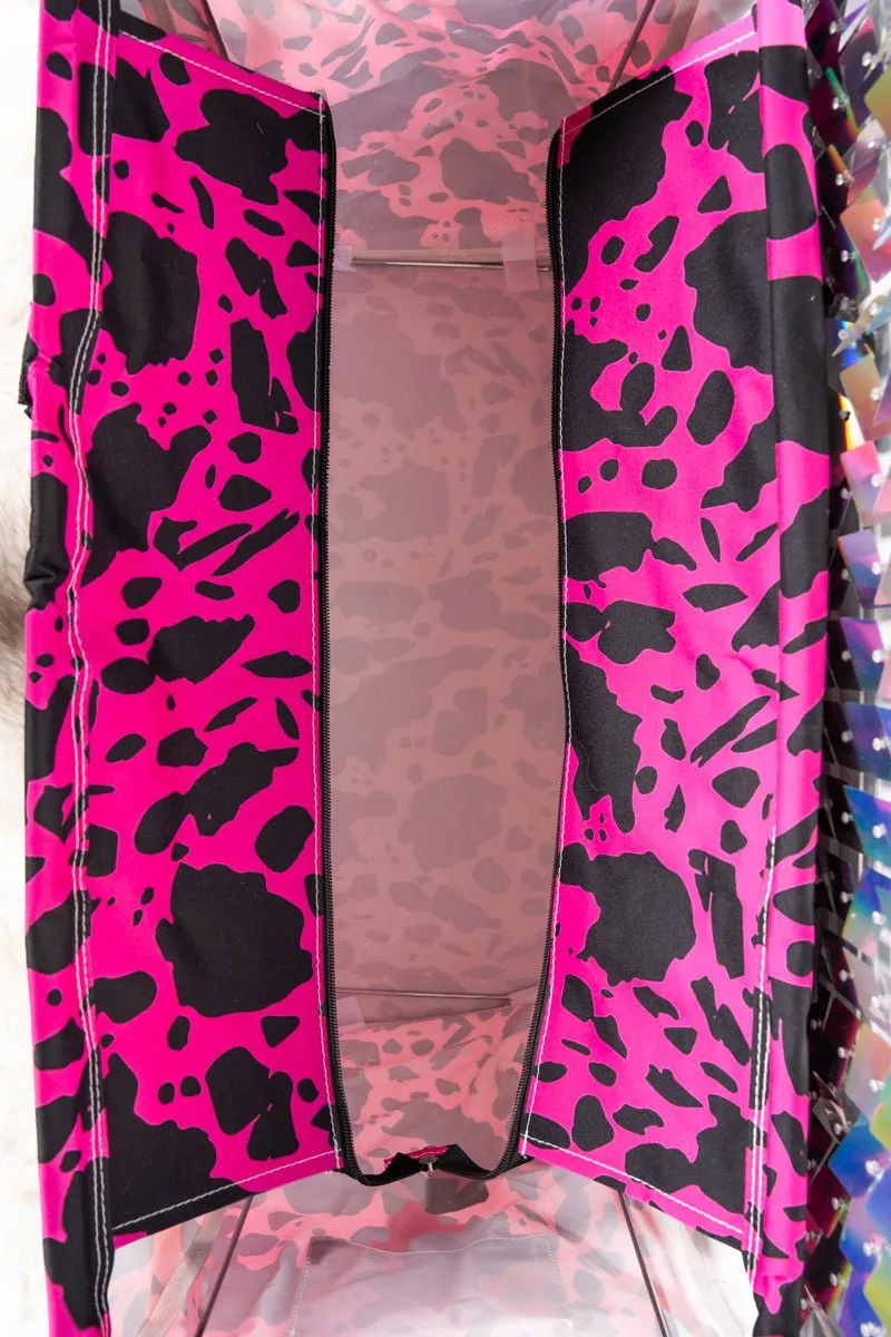 NGIL Hot Pink Milkin' It Collapsible Double Haul-It-All Basket with Mesh Pockets and Lid