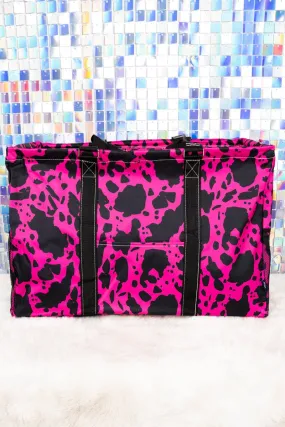 NGIL Hot Pink Milkin' It Collapsible Double Haul-It-All Basket with Mesh Pockets and Lid