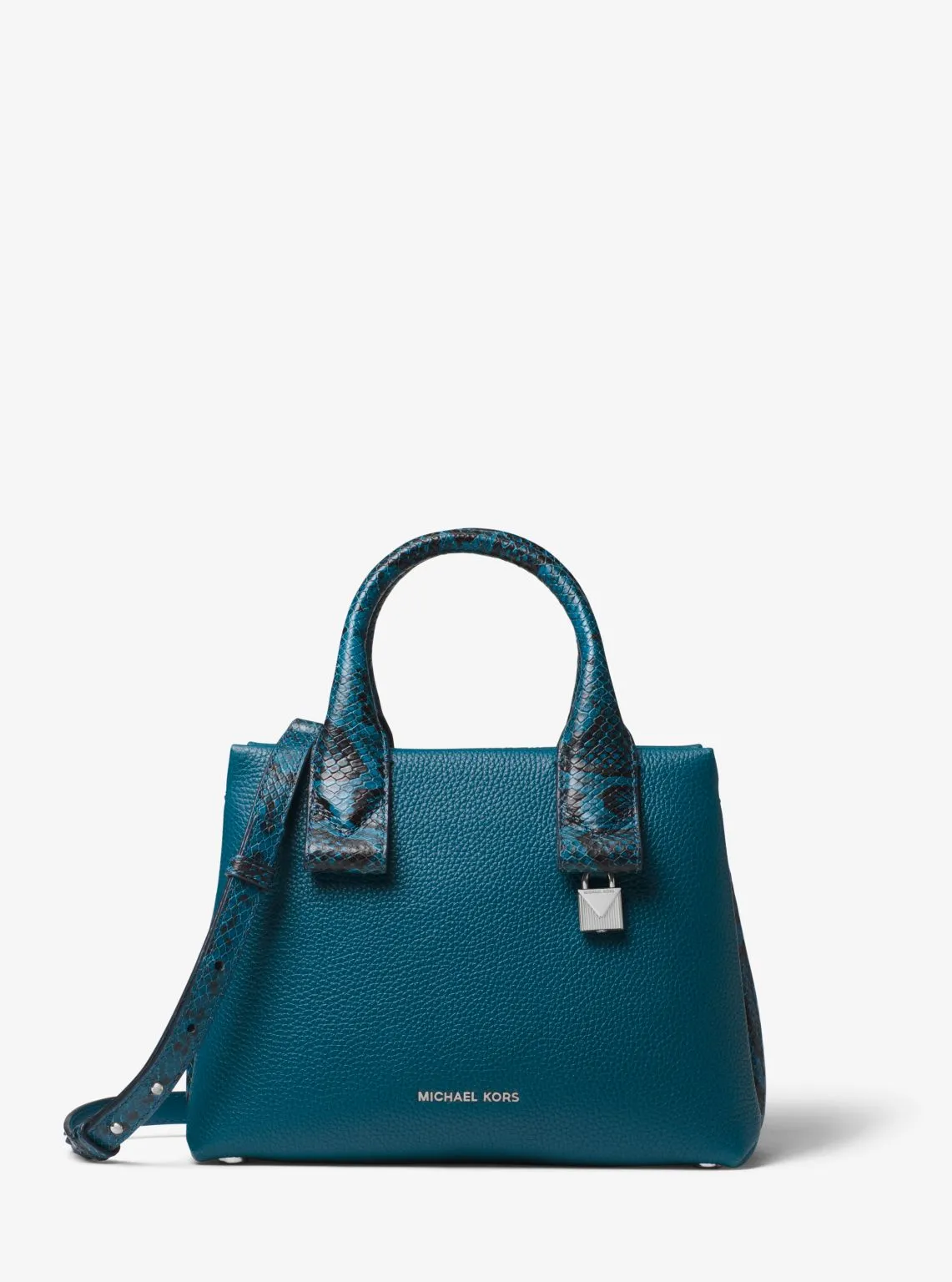 Rollins Small Snake-Embossed Leather Satchel