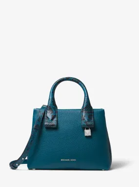 Rollins Small Snake-Embossed Leather Satchel