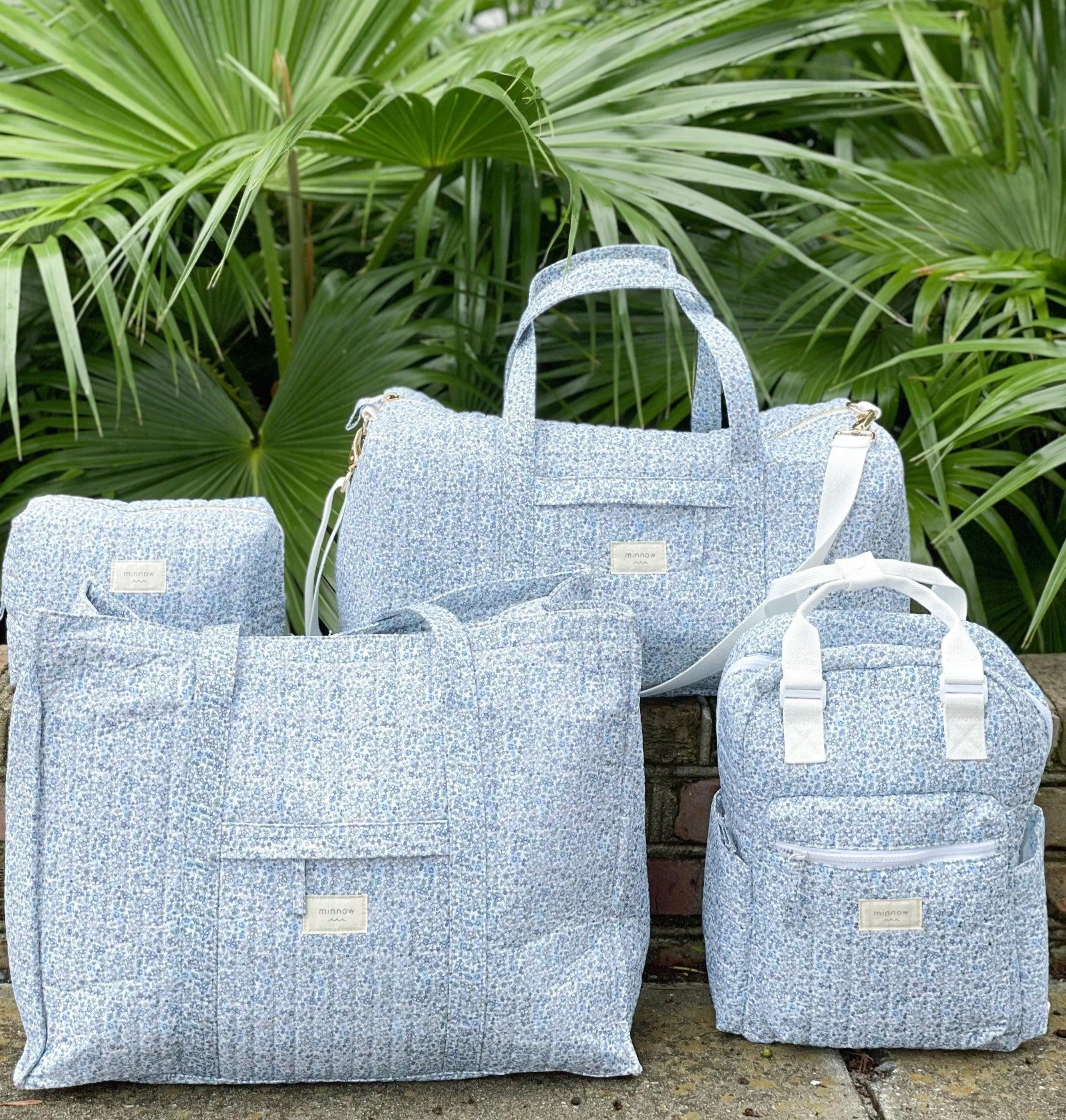 slate floral overnighter tote