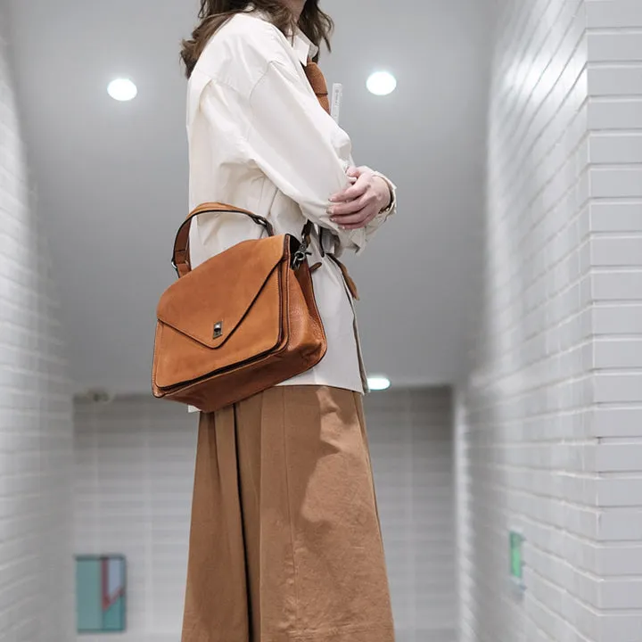 Stylish Womens Brown Leather Satchels Leather Messenger Bag For Women