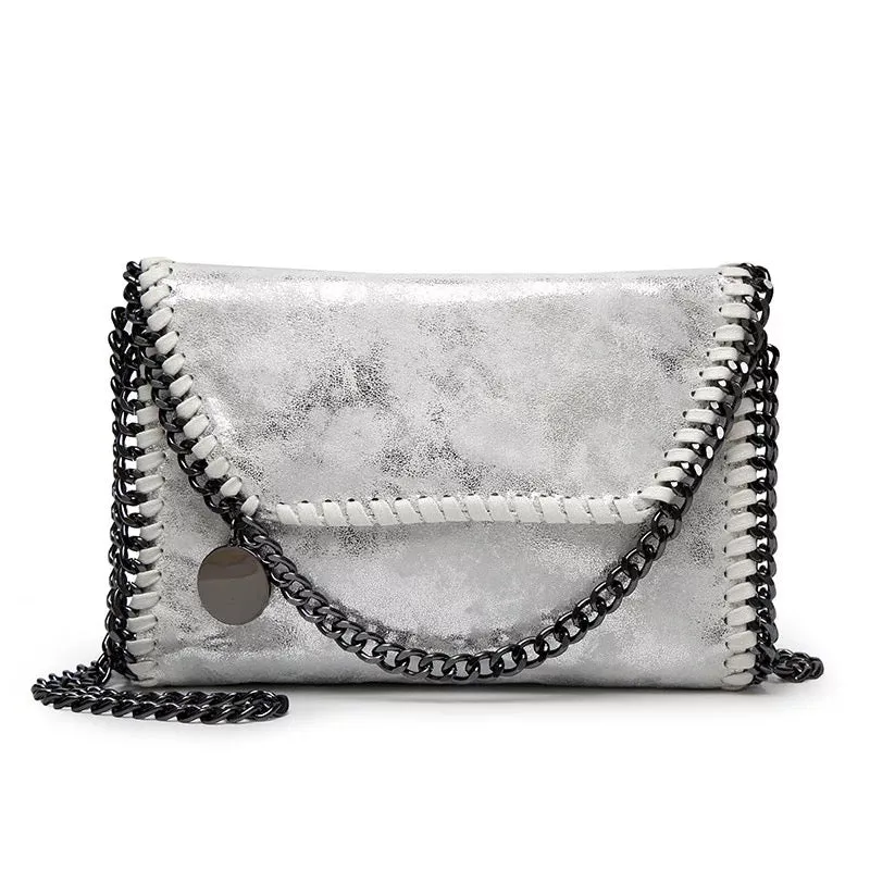 Ultra Soft Vegan Leather Clutch With Crossbody Chain - Assorted Colors