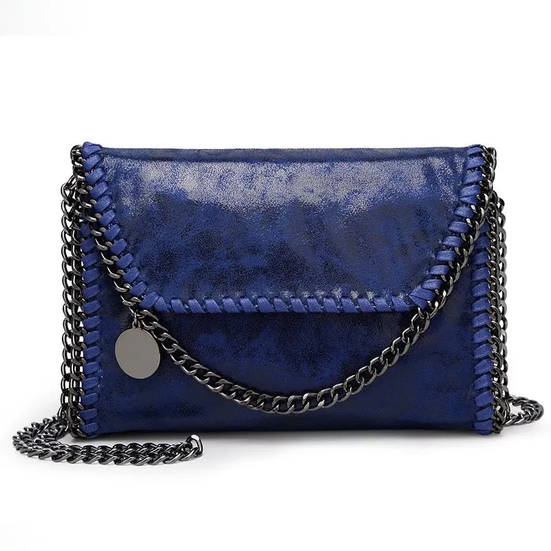 Ultra Soft Vegan Leather Clutch With Crossbody Chain - Assorted Colors