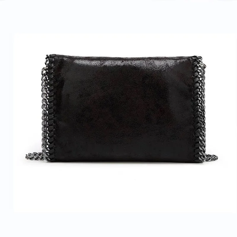 Ultra Soft Vegan Leather Clutch With Crossbody Chain - Assorted Colors
