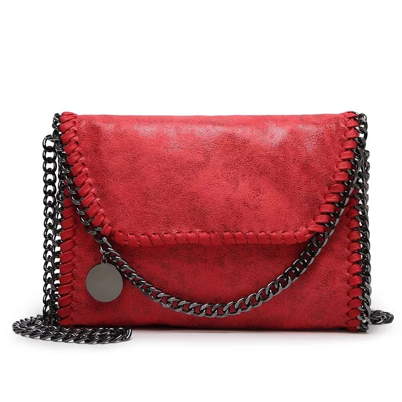 Ultra Soft Vegan Leather Clutch With Crossbody Chain - Assorted Colors