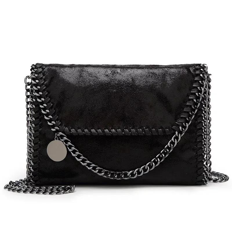 Ultra Soft Vegan Leather Clutch With Crossbody Chain - Assorted Colors