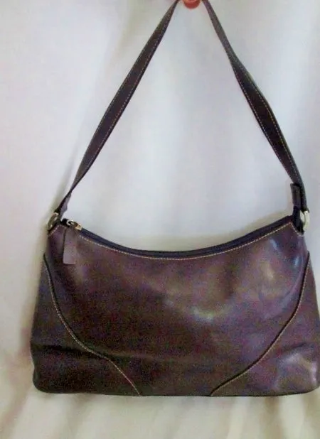 VERA PELLE ITALY LEATHER hobo satchel shoulder bag purse PURPLE VIOLET EGGPLANT