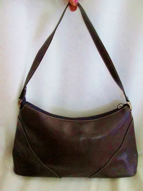VERA PELLE ITALY LEATHER hobo satchel shoulder bag purse PURPLE VIOLET EGGPLANT