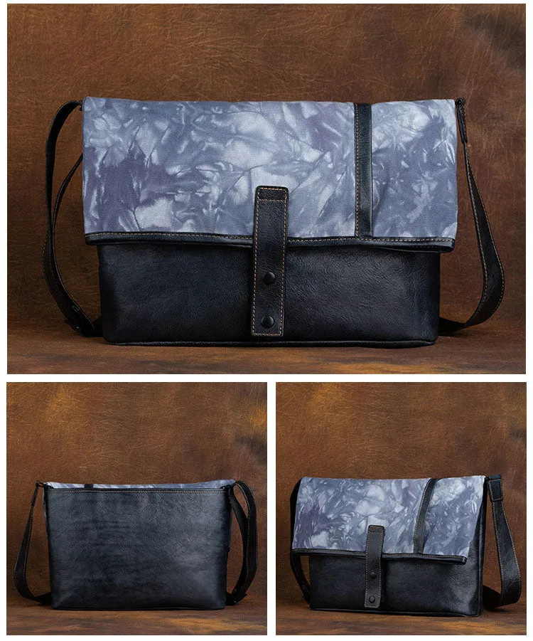 Vintage Womens Canvas And Leather Shoulder Tote Bag Crossbody Purse For Women
