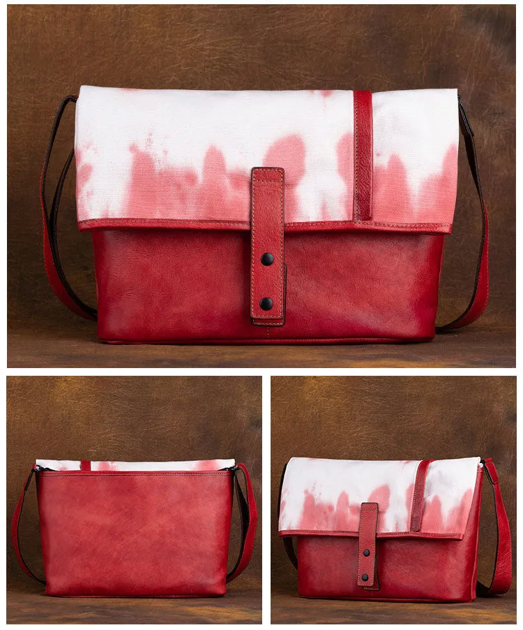Vintage Womens Canvas And Leather Shoulder Tote Bag Crossbody Purse For Women