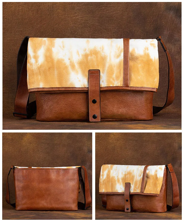 Vintage Womens Canvas And Leather Shoulder Tote Bag Crossbody Purse For Women