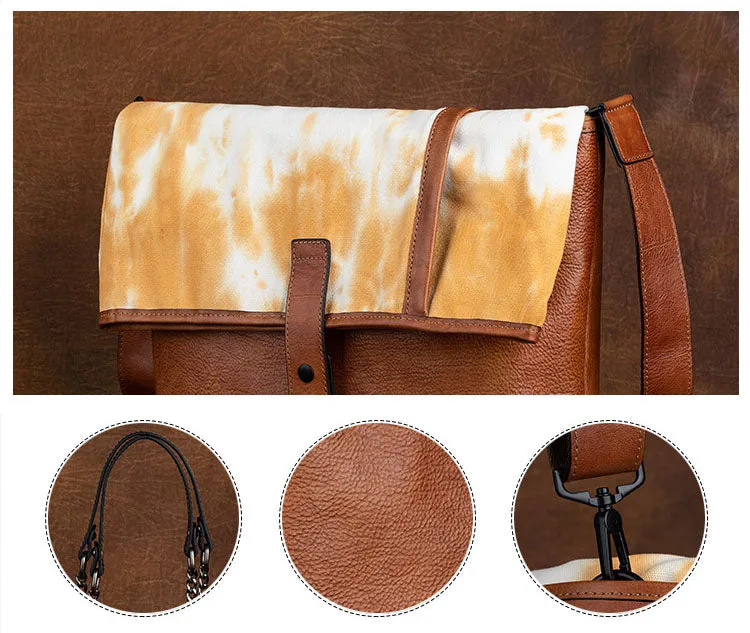 Vintage Womens Canvas And Leather Shoulder Tote Bag Crossbody Purse For Women