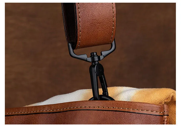 Vintage Womens Canvas And Leather Shoulder Tote Bag Crossbody Purse For Women