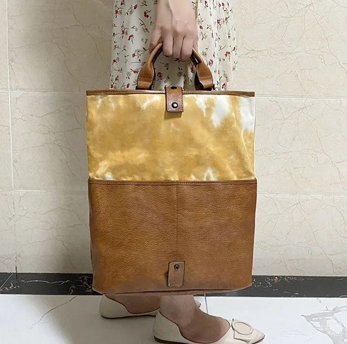 Vintage Womens Canvas And Leather Shoulder Tote Bag Crossbody Purse For Women