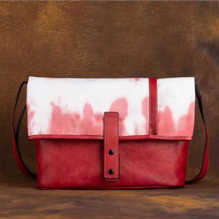 Vintage Womens Canvas And Leather Shoulder Tote Bag Crossbody Purse For Women