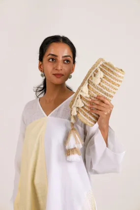 White Tassel Jute Pouch