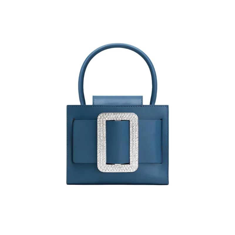 Women's Cowhide Leather Handbag With Magnetic Buckle