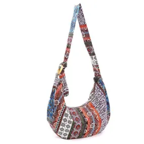 Women's Thai Style Hippie Hobo Soulder Handbags Large Crossbody Messenger Bag Floral Print Purse