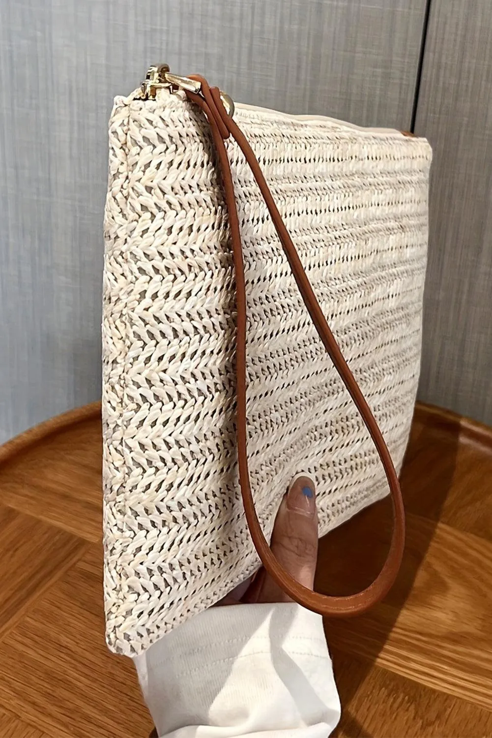 Wristlet Straw Woven Zipper Wallet