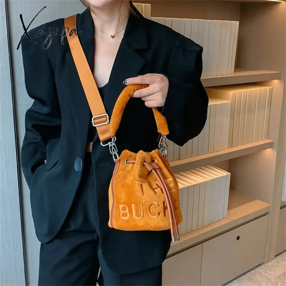 Xajzpa - Trendy Brand Designer VELOUR Bucket Shoulder Crossbody Bags Women Handbags and Purse New Lady&#39;s Messenger Bags High Quality
