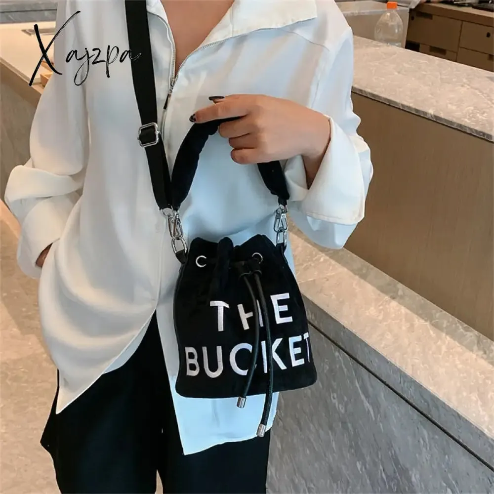 Xajzpa - Trendy Brand Designer VELOUR Bucket Shoulder Crossbody Bags Women Handbags and Purse New Lady&#39;s Messenger Bags High Quality