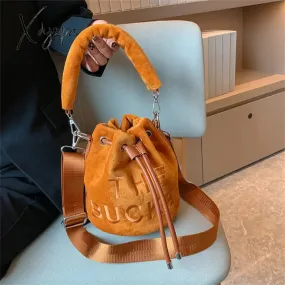 Xajzpa - Trendy Brand Designer VELOUR Bucket Shoulder Crossbody Bags Women Handbags and Purse New Lady&#39;s Messenger Bags High Quality