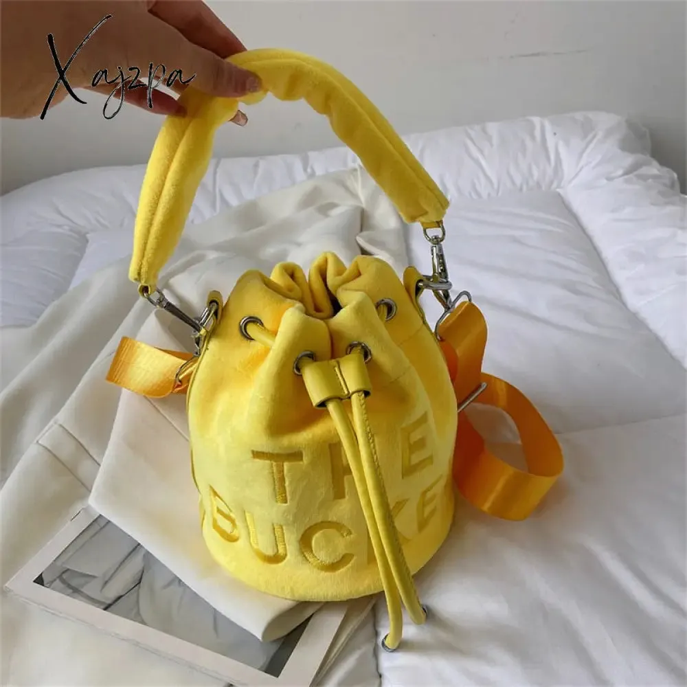 Xajzpa - Trendy Brand Designer VELOUR Bucket Shoulder Crossbody Bags Women Handbags and Purse New Lady&#39;s Messenger Bags High Quality