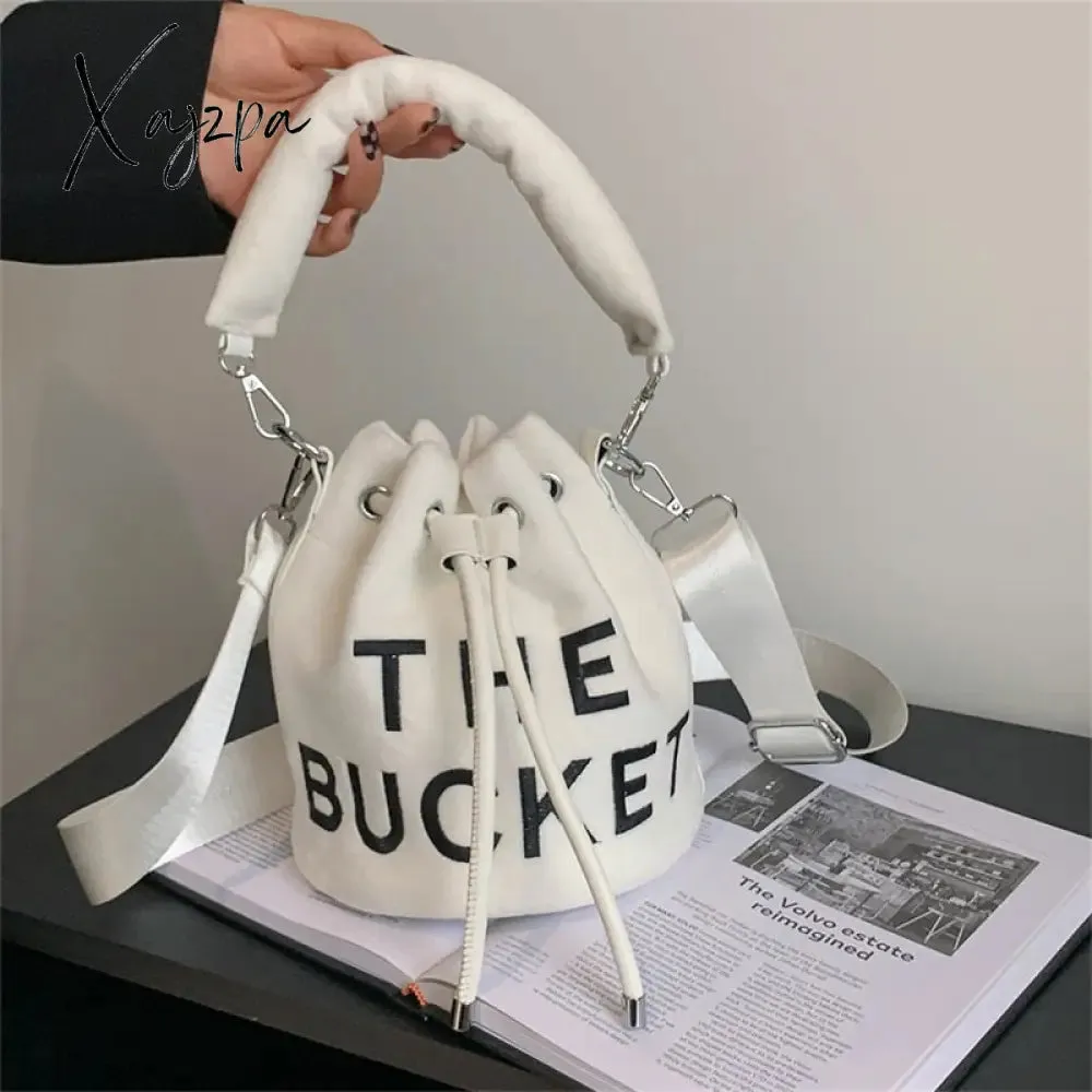 Xajzpa - Trendy Brand Designer VELOUR Bucket Shoulder Crossbody Bags Women Handbags and Purse New Lady&#39;s Messenger Bags High Quality