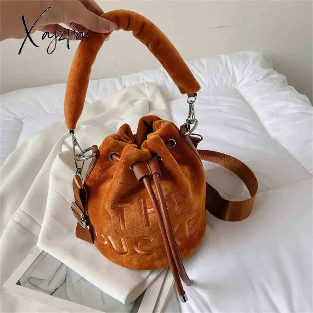 Xajzpa - Trendy Brand Designer VELOUR Bucket Shoulder Crossbody Bags Women Handbags and Purse New Lady&#39;s Messenger Bags High Quality