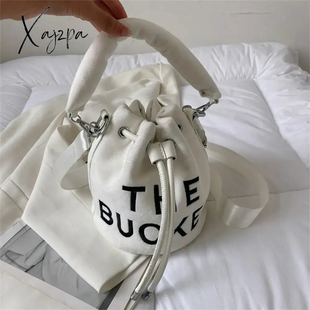 Xajzpa - Trendy Brand Designer VELOUR Bucket Shoulder Crossbody Bags Women Handbags and Purse New Lady&#39;s Messenger Bags High Quality